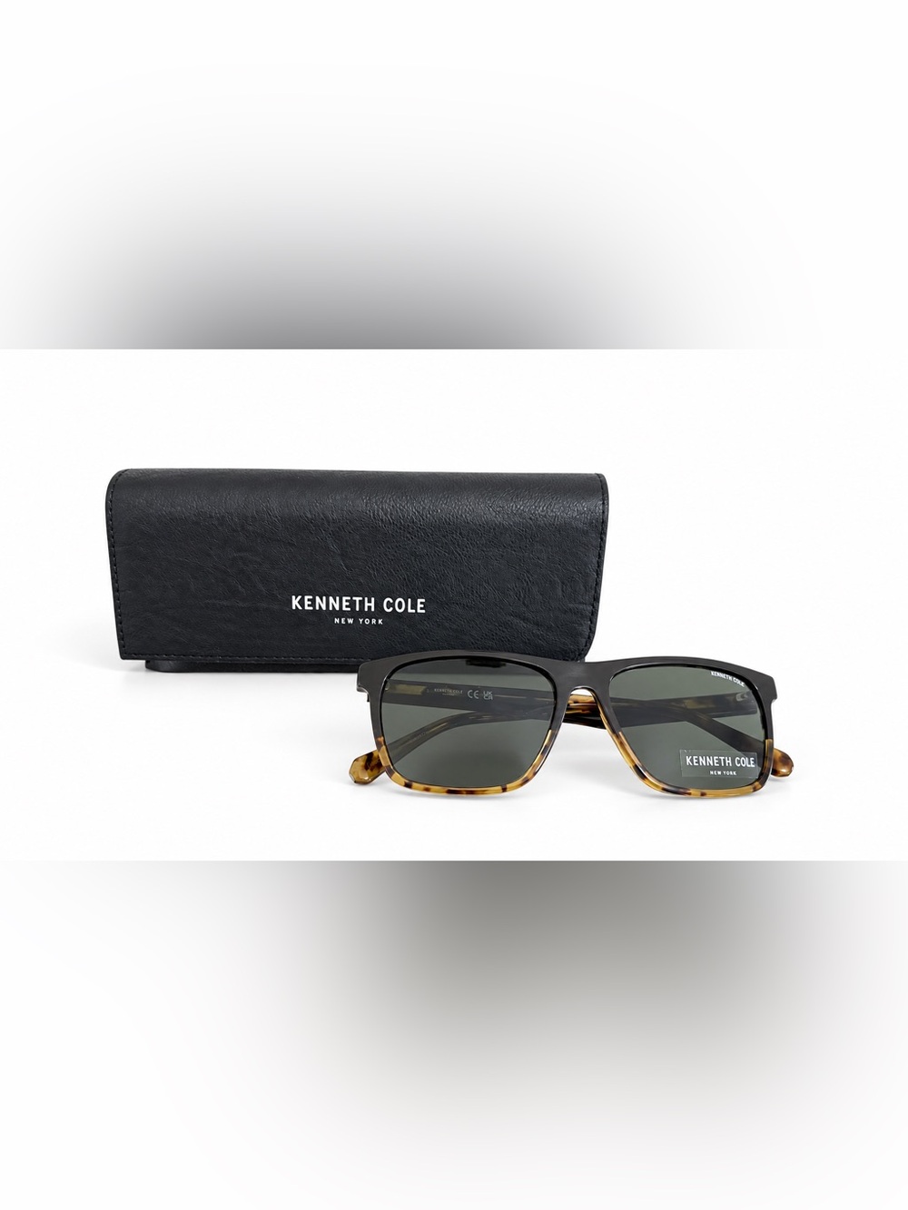Kenneth Cole Two-Tone Black & Tortoise Sunglasses with Green Lenses